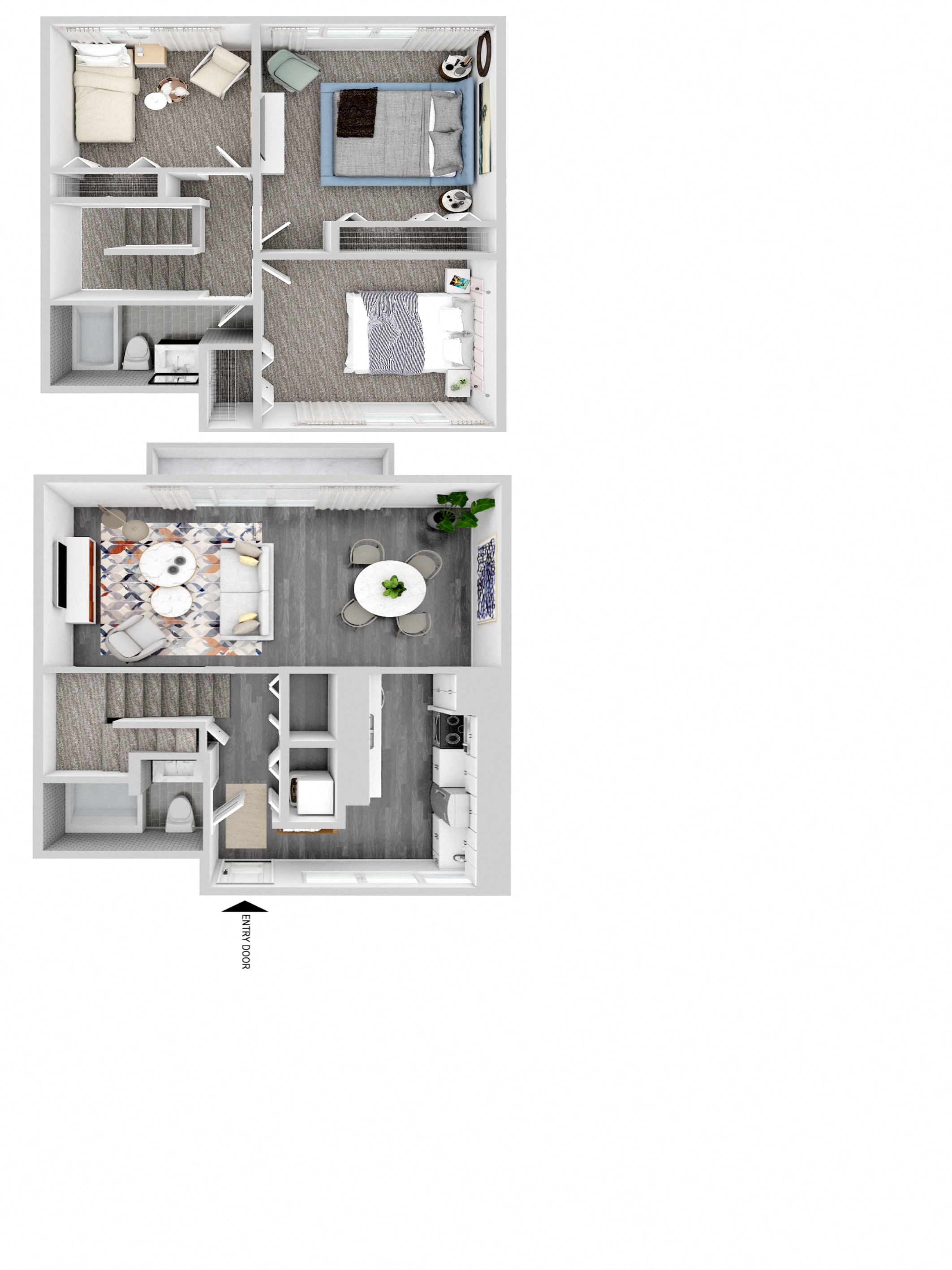 Floor plan for 3 beds, 2 baths, 1217 sqft